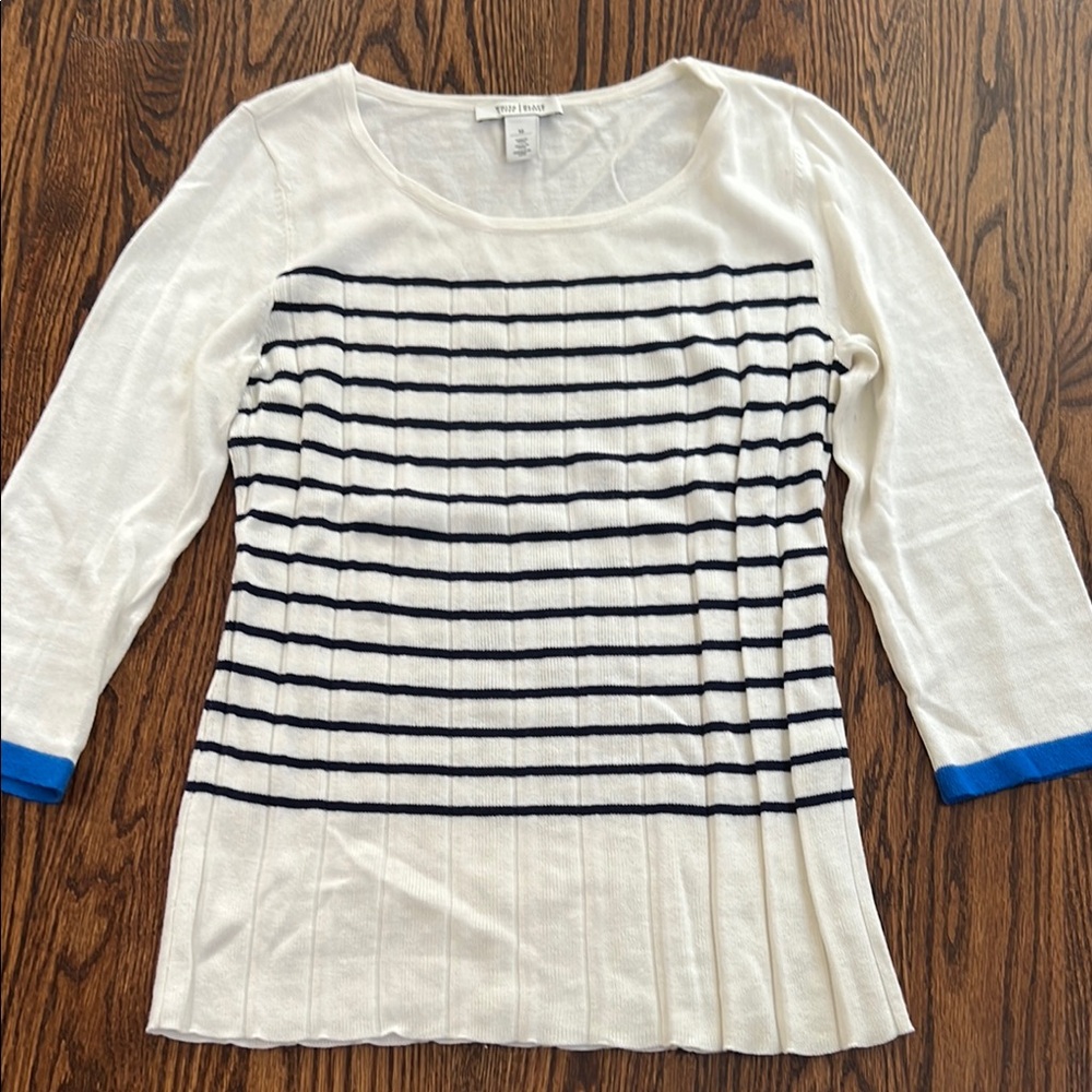 White House Black Market Fitted Ribbed Sweater with Cuffed Sleeves